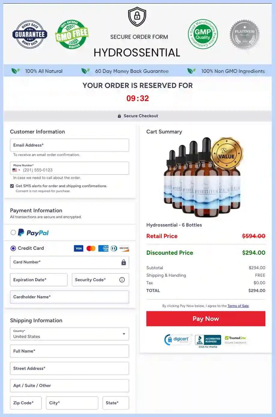 Hydrossential Hydrossential Order Page